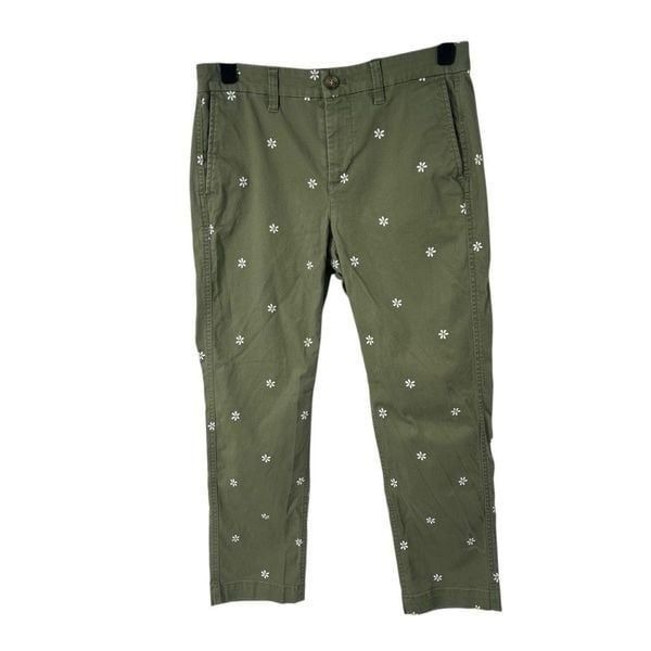J. Crew Green High Rise Girlfriend Chino Daisy Pants Sz 6P