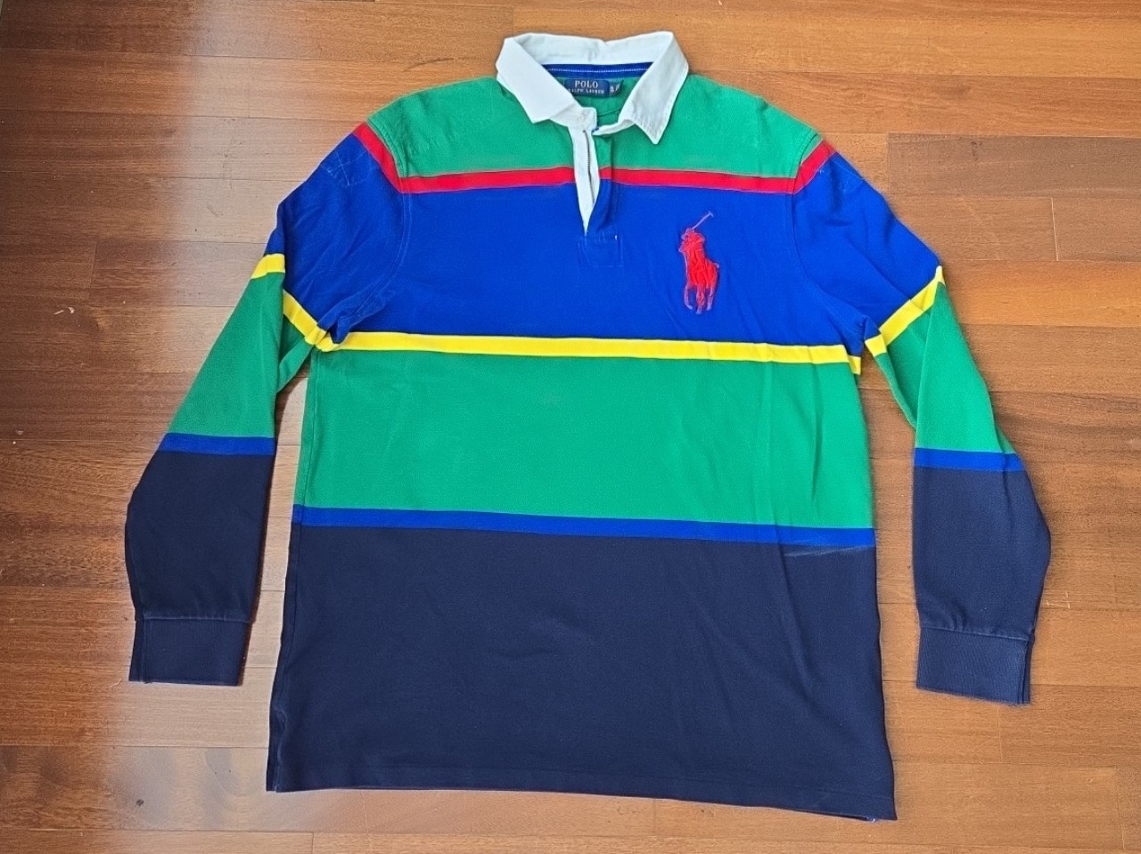 men's POLO RALPH LAUREN Big Pony long sleeve colorblock Polo shirt Size xl