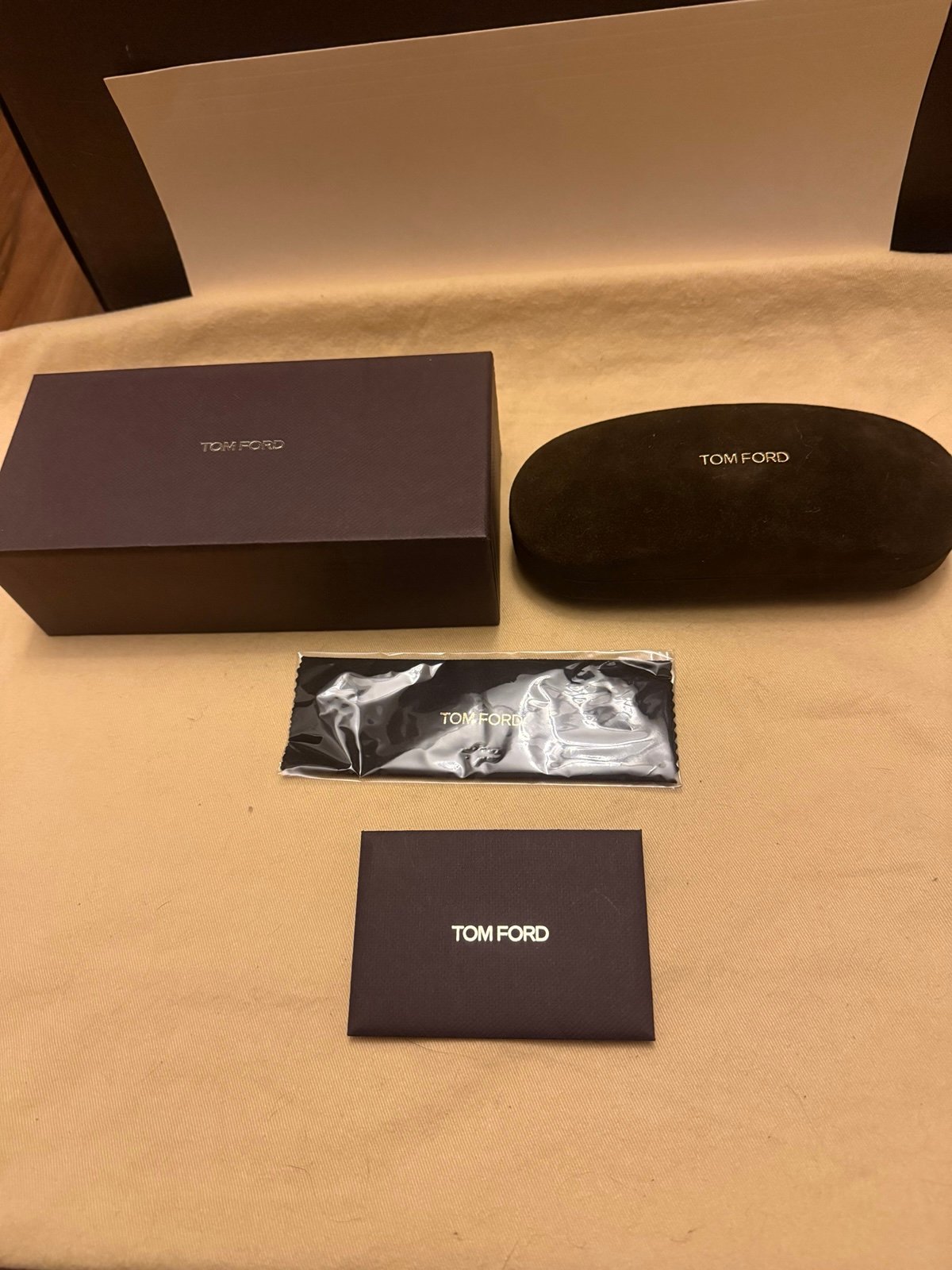 NEW AUTHENTIC TOM FORD EYEGLASSES SUNGLASSES CASE, BOX, CLEANING CLOTH