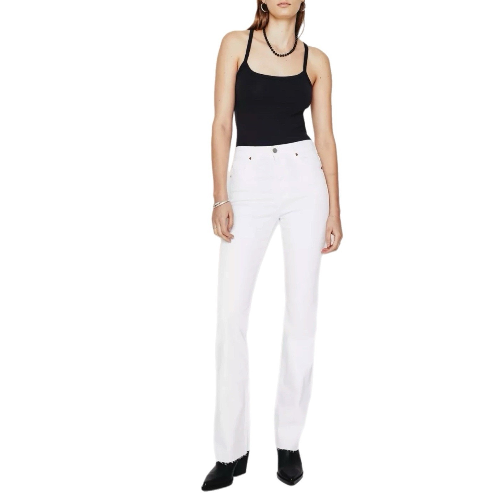 AG Jeans Women's Alexxis Boot Vintage Fit High Rise Raw Hem Jeans White Size 32
