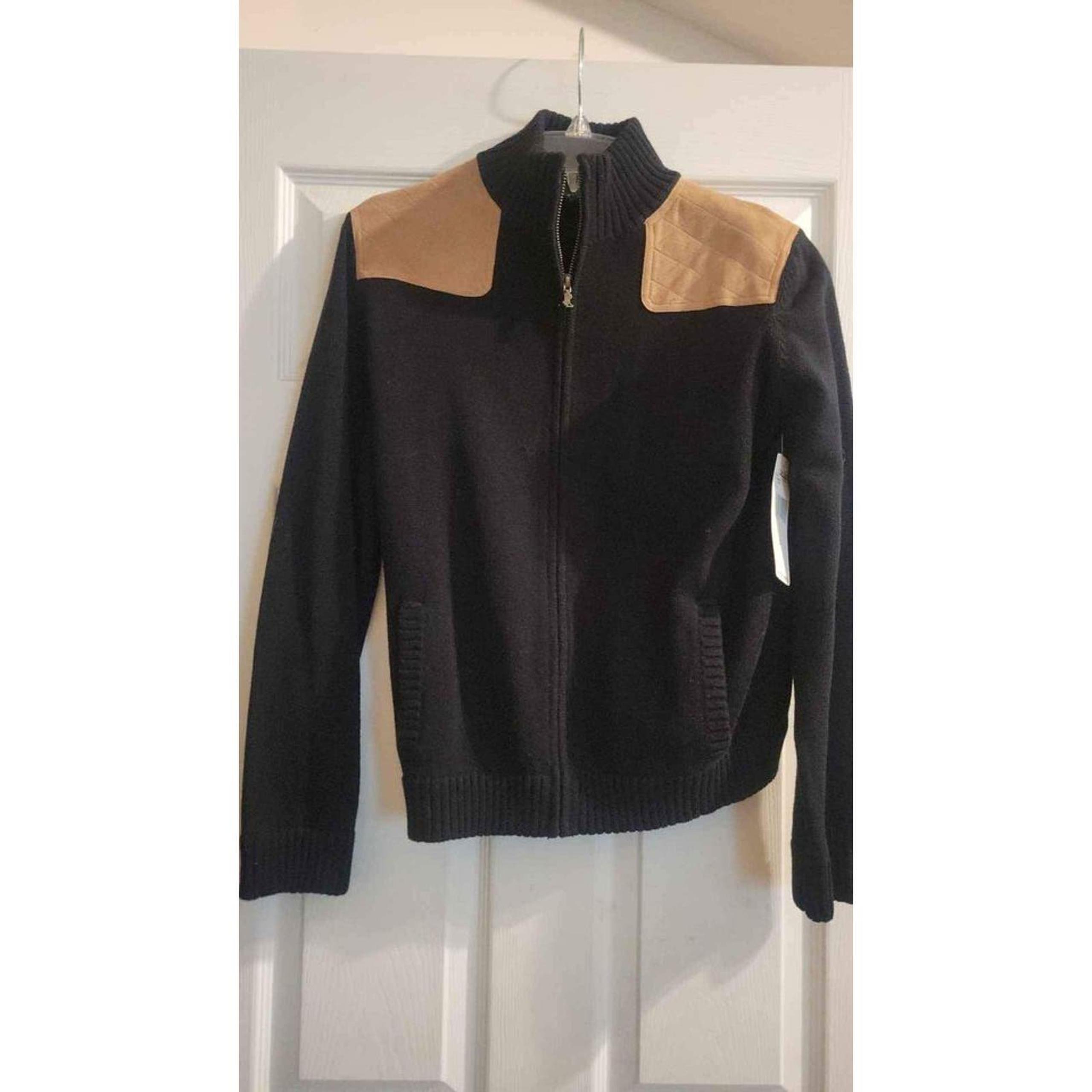 NWT Women's Ralph Lauren large black commando with full zip sweater