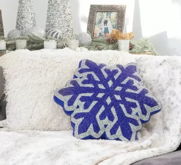 Sparkles Home Luminous Blue Snowflake Rhinestone Throw Pillow Holiday 2024 NEW
