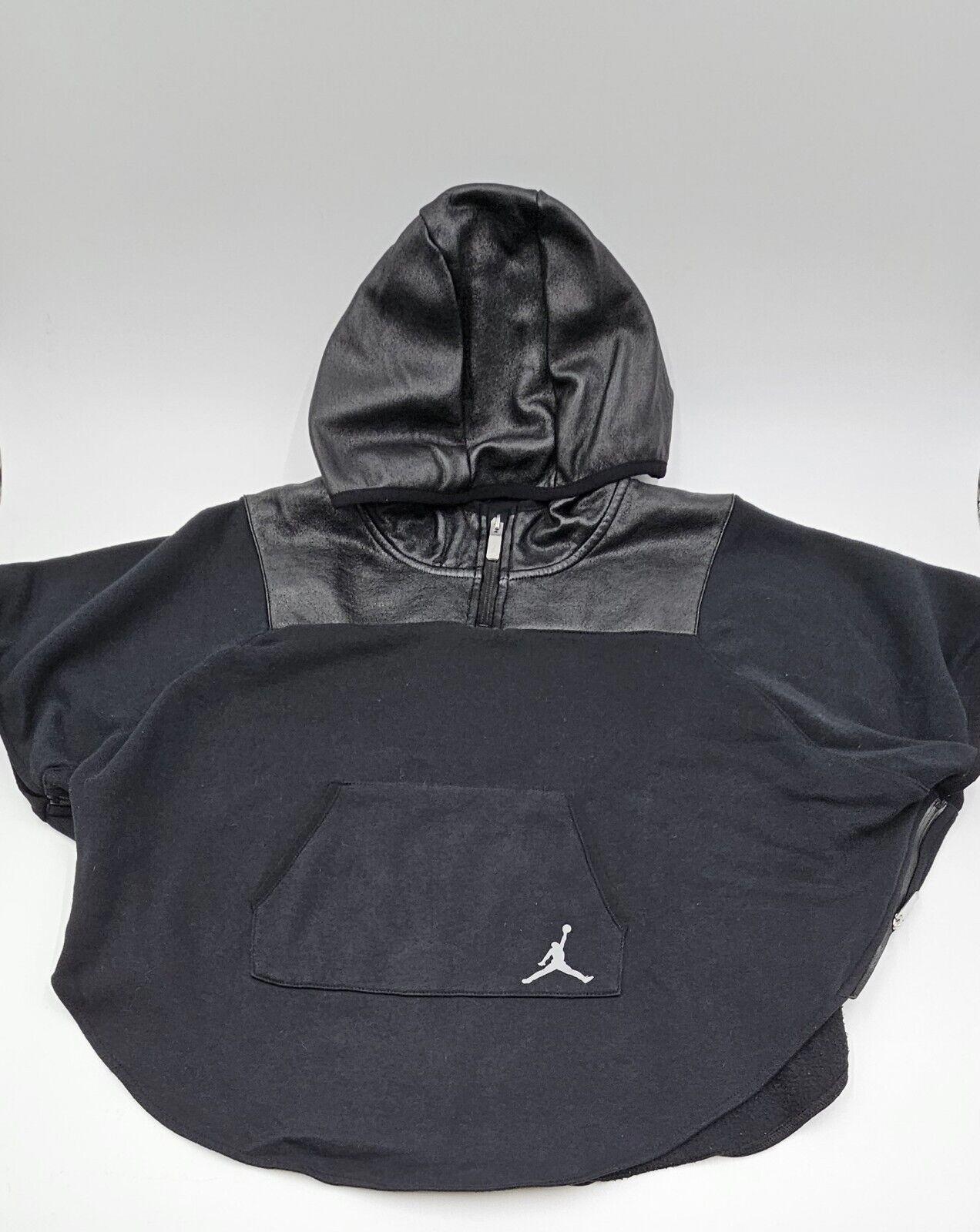 NIKE AIR JORDAN Black Hooded Cape Poncho Girls Athletic Hoodie-Large