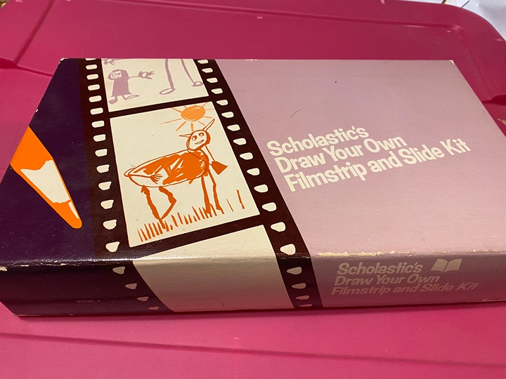 Vintage Scholastic draw your own film strip and slide kit with instructions
