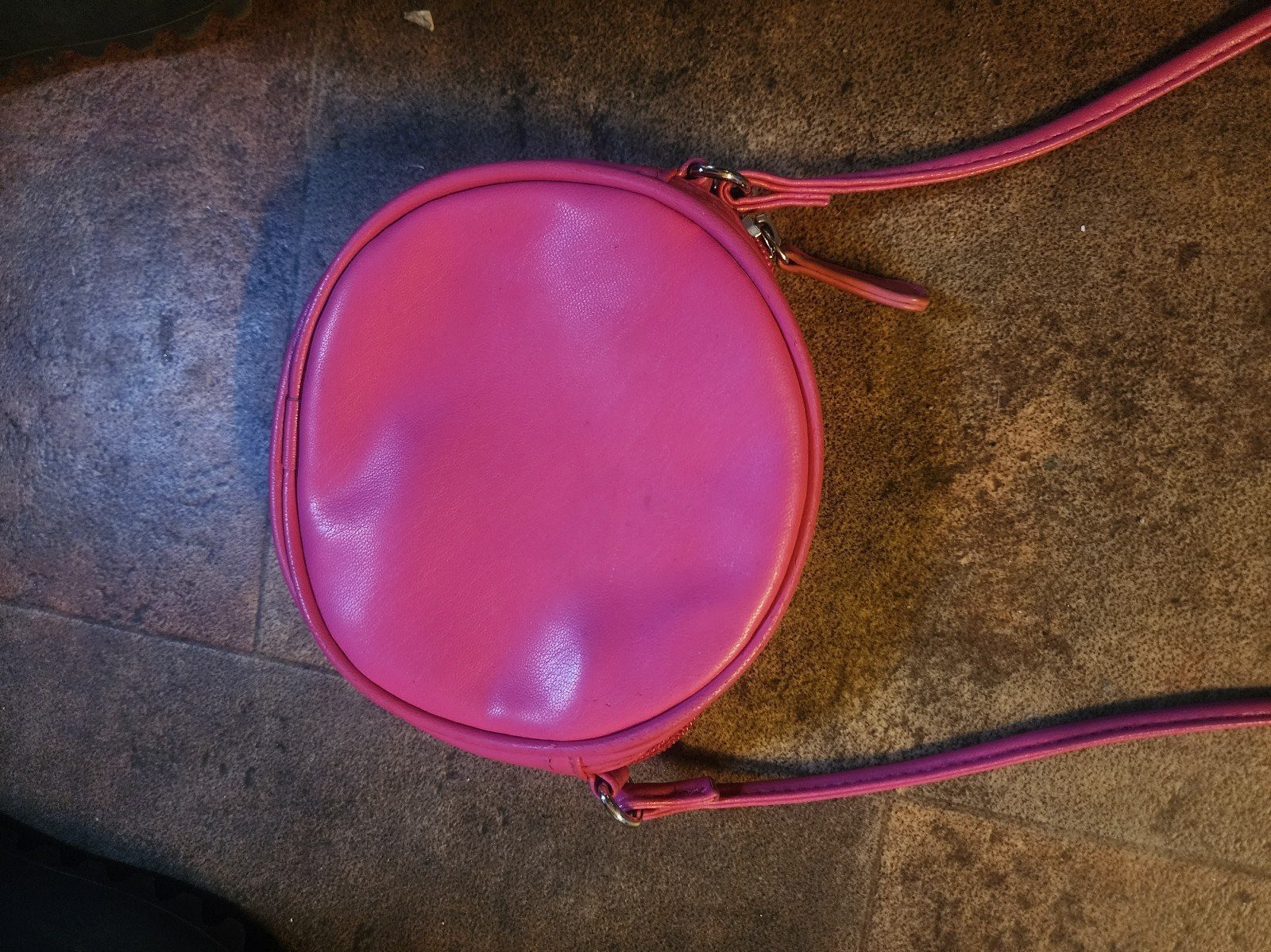 Vintage Round Hot Pink Small Crossbody Purse