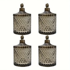 New smoked gray diamond faceted jars- set of 4