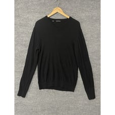 Saks Fifth Avenue Sweater Mens Large Black 100% Cashmere V Neck Made In Italy