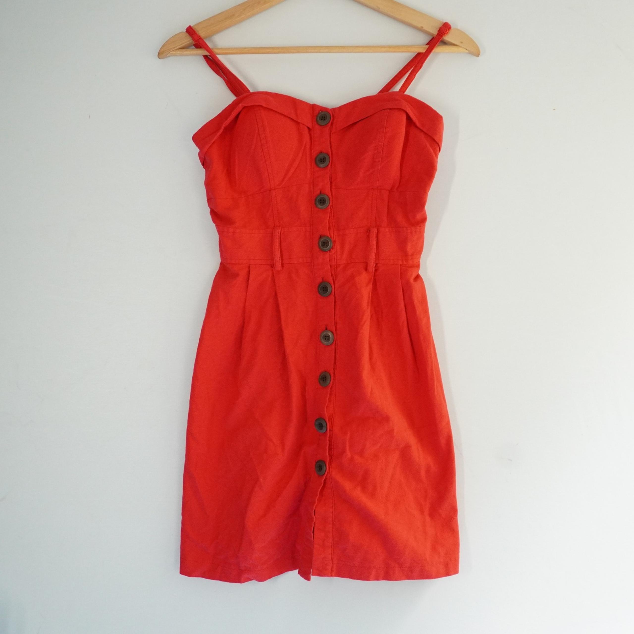 Poetry Fitted Button Front Red Mini Dress Going out dress Summer Outfit Size XS