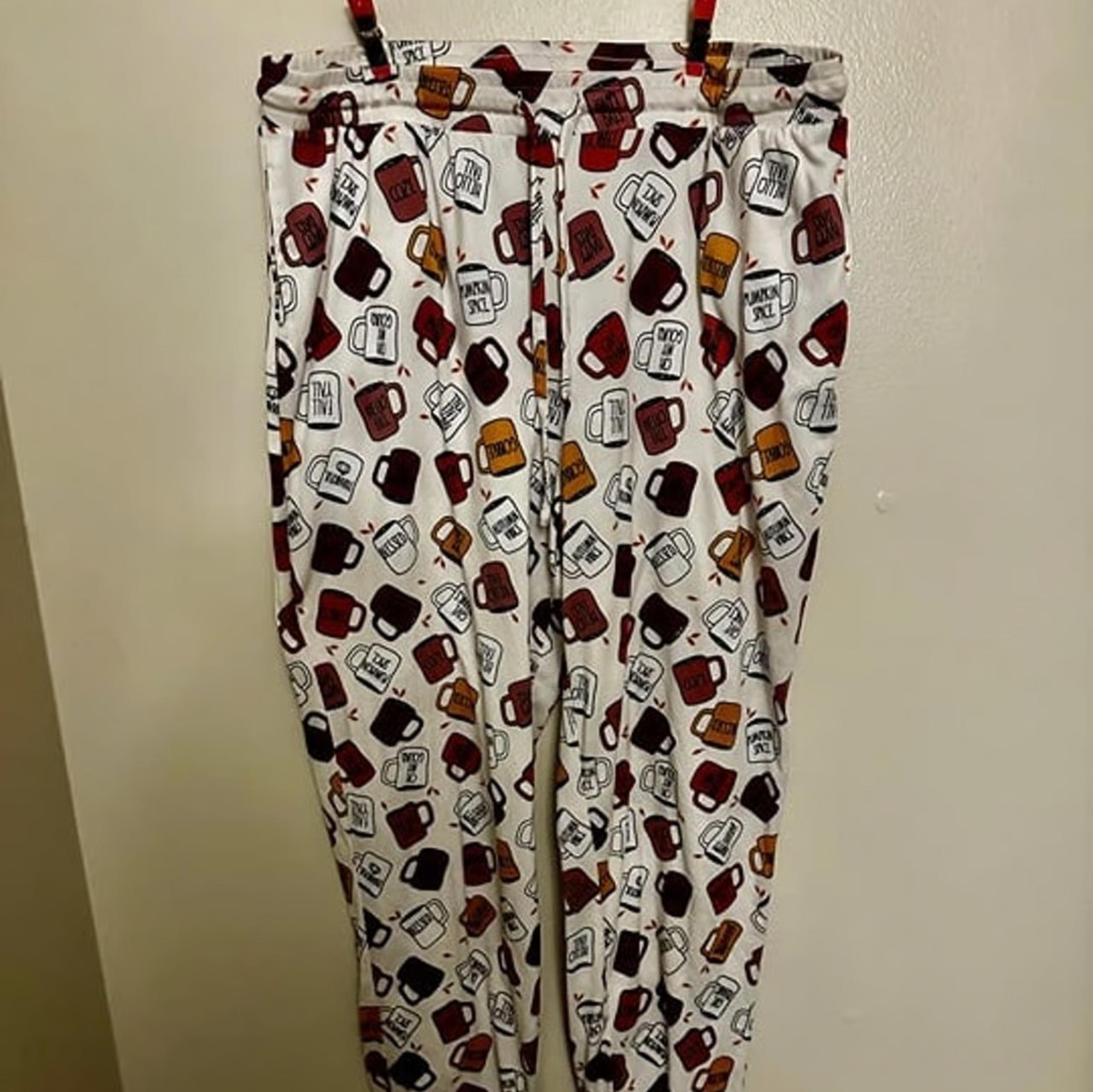 Rae Dunn Fall Expressions/Coffee Mug Pajama Pants, Size L Halloween/Thanksgiving