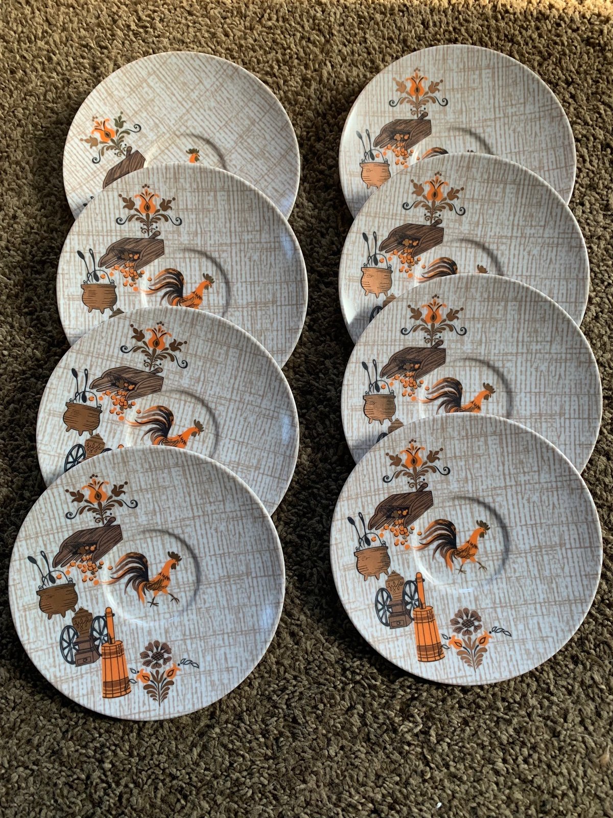 Vintage Melamine Set of 8 Saucer Plates