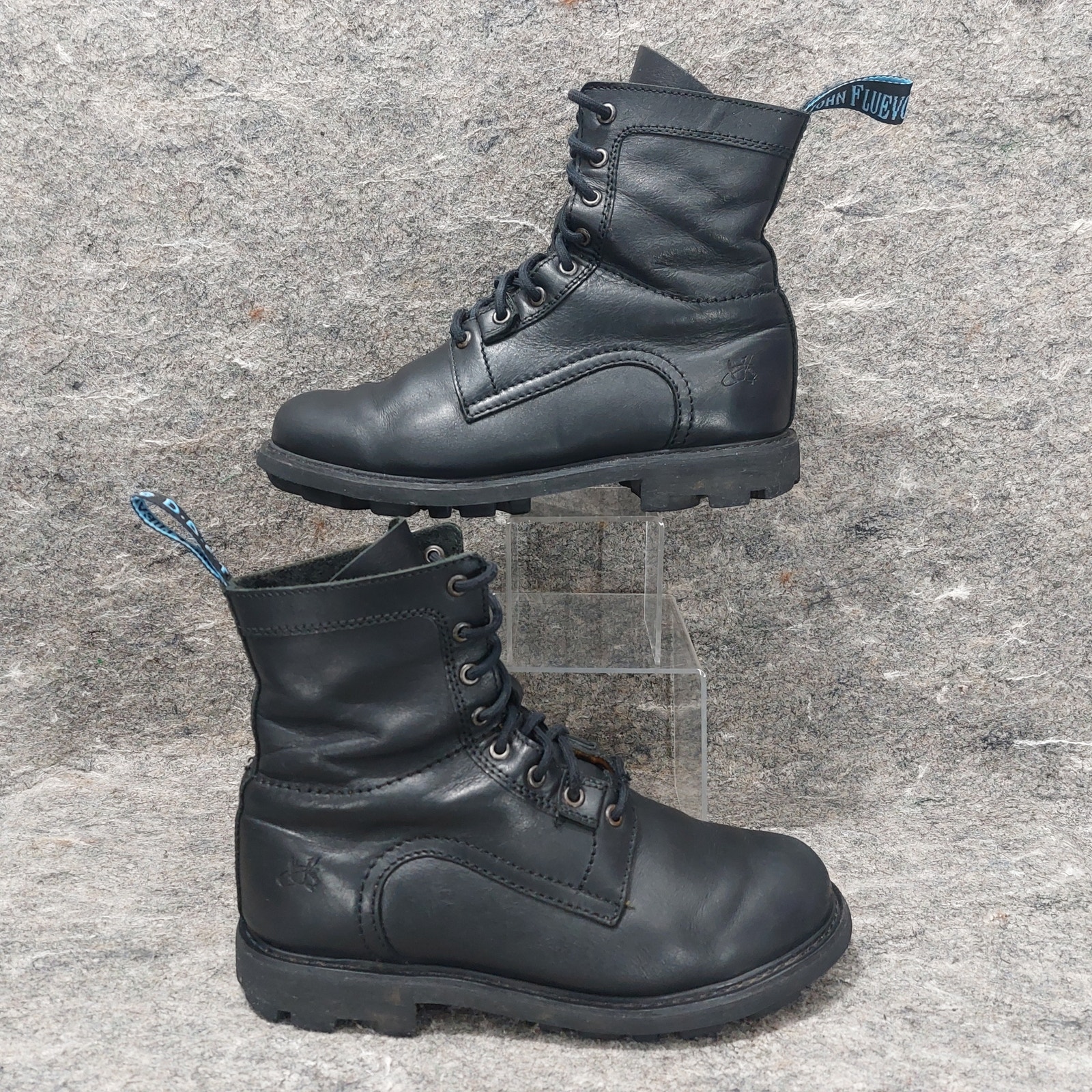 John Fluevog Living Blake Boots Women's Size 9.5 Black Leather Combat Goth Emo