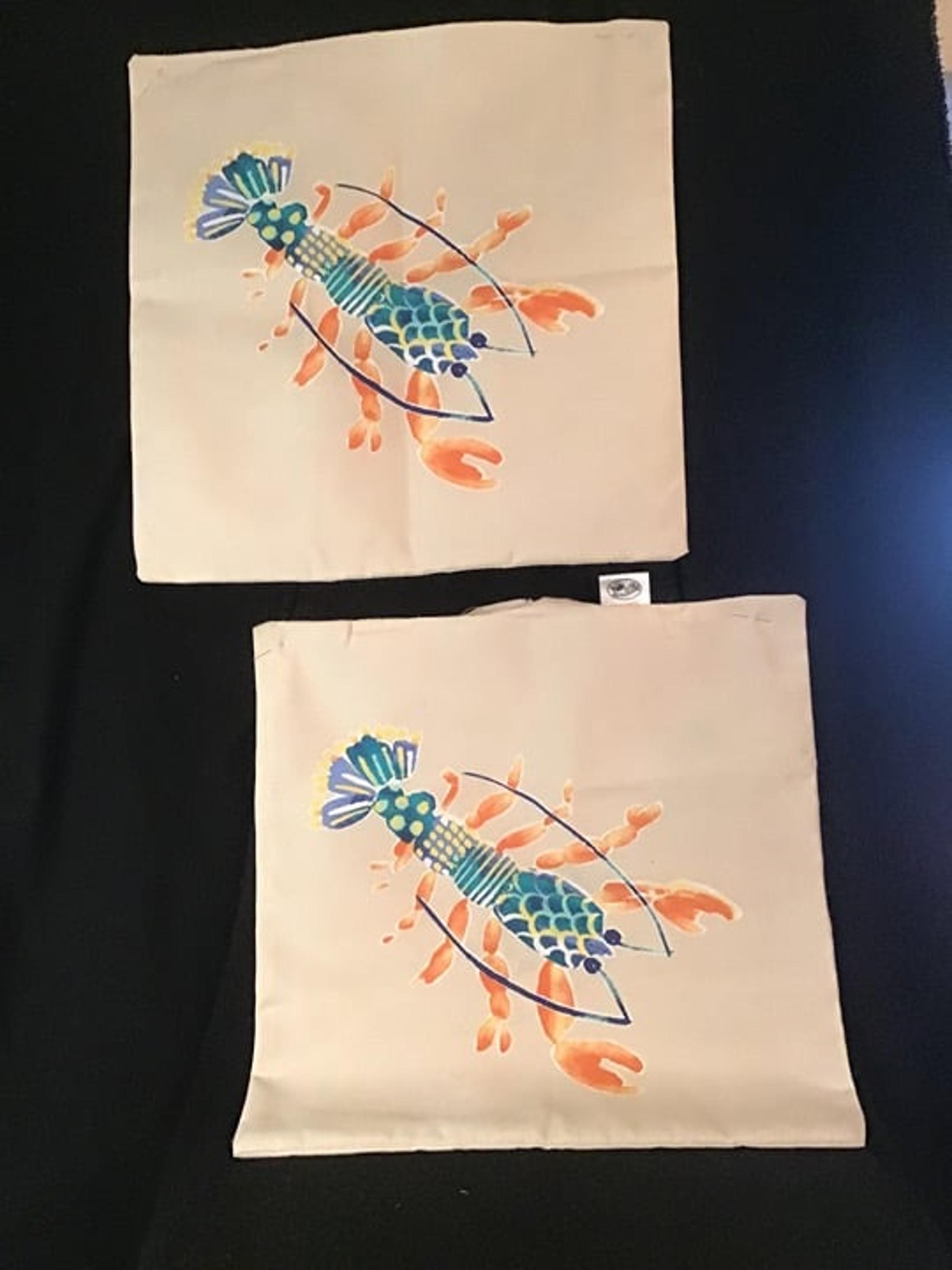 Hampton Bay Indoor Outdoor Throw Pillows (2)Cover Beach Theme. Colorful Lobster