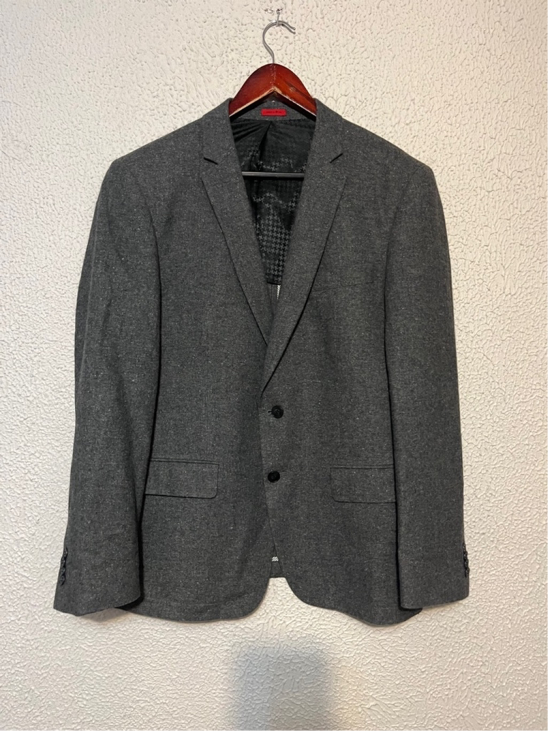 John Varvatos Blazer Mens Gray Wool Blend Blazer Sports Coat Suit Jacket 42R