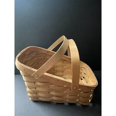 Large Vegetable Slat Wood Woven Handcrafted Farmhouse Cottage Gathering Basket