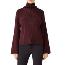 Tara Jarmon Aubergine Sweater Zip Back Turtleneck Size Large L