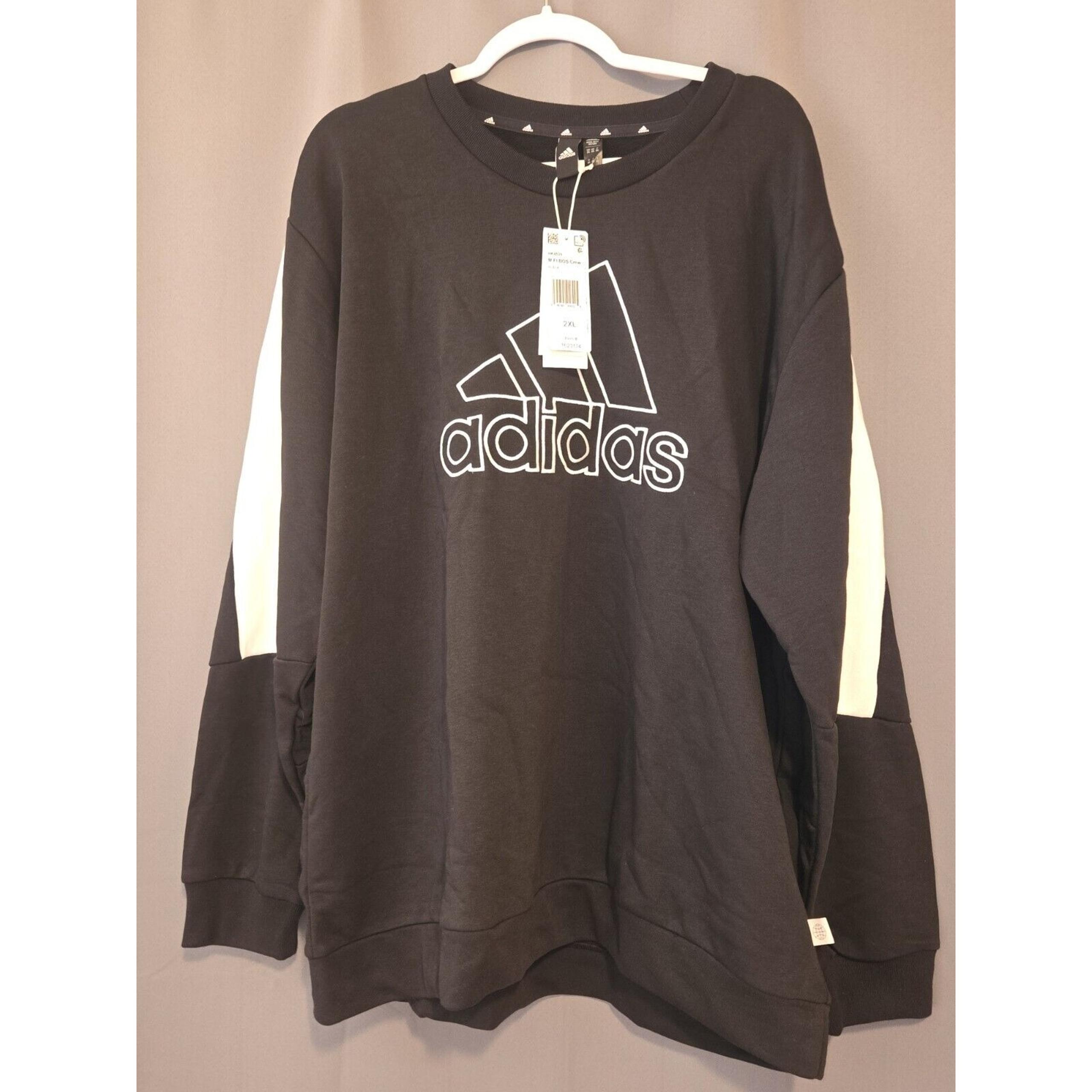 Adidas Men's Crewneck Long Sleeve Sweatshirt Black Color Size 2X