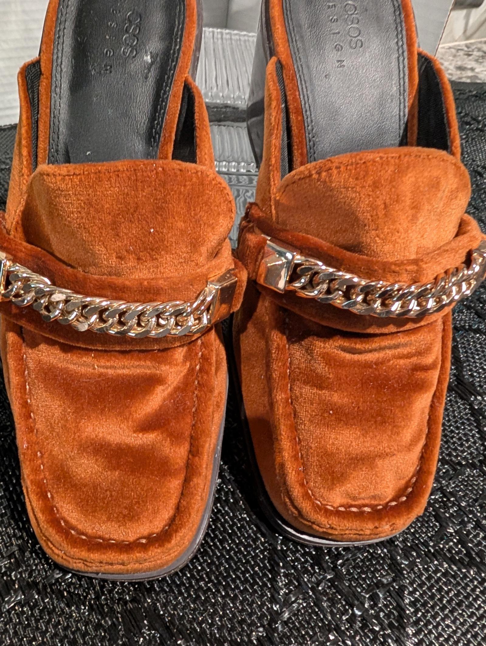 ASOS HEELED BURNT ORANGE MULES