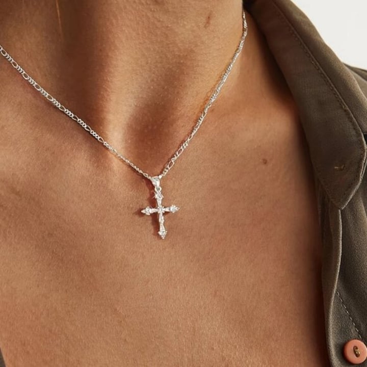 925 Sterling Silver Womens 1ct Diamond Cross Necklace Christian 16 18 Jewelry