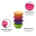 Tupperware 4 COLORED ONE TOUCH STAR BOWLS 500mL/16oz Pink Lime Orange Purple NEW