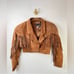 Outerwear By Phoenix 100% Leather Cropped Fringe Jacket Size S/M