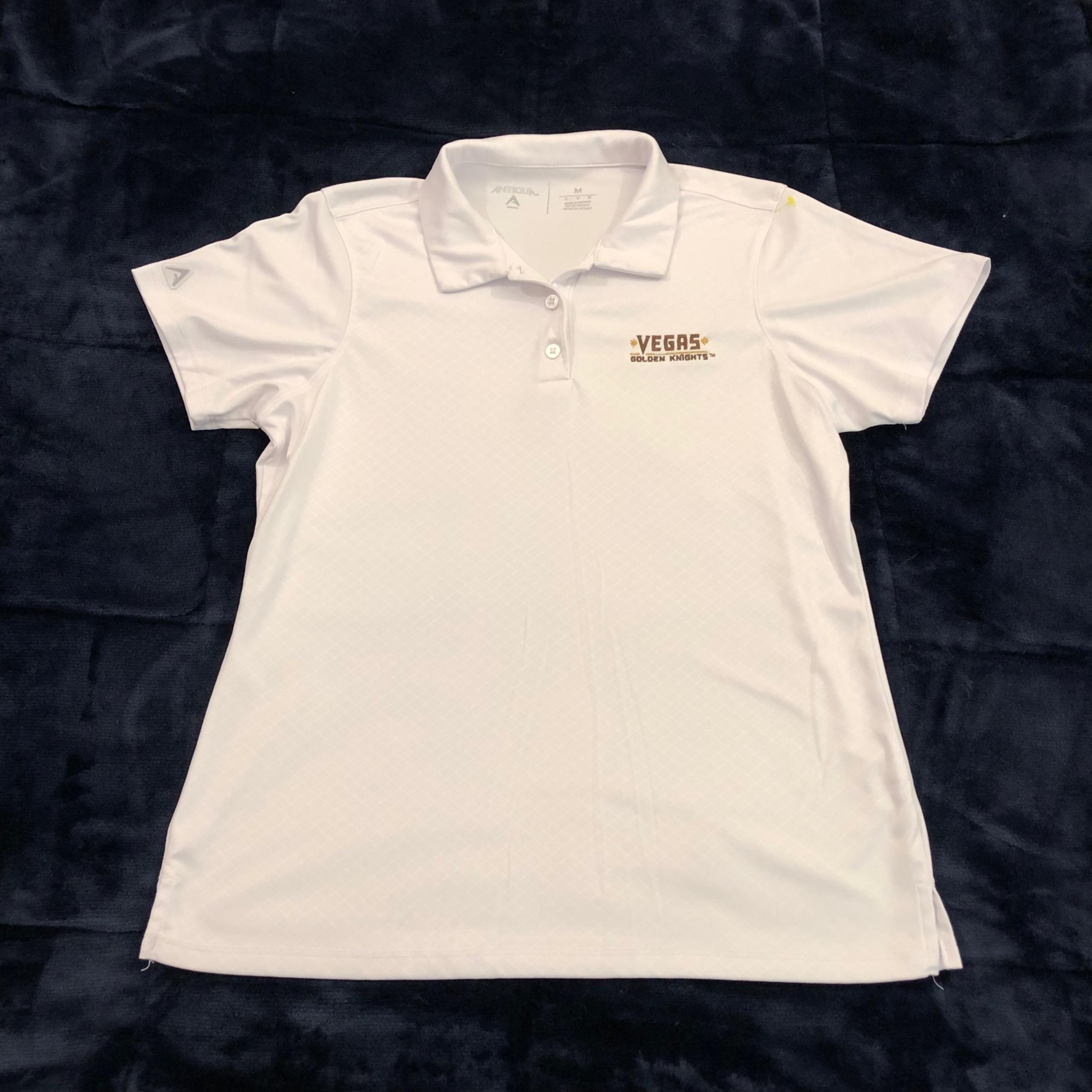 NHL Vegas Golden Knights Antigua White Athletic Casual Golf Polo Shirt Womens M.