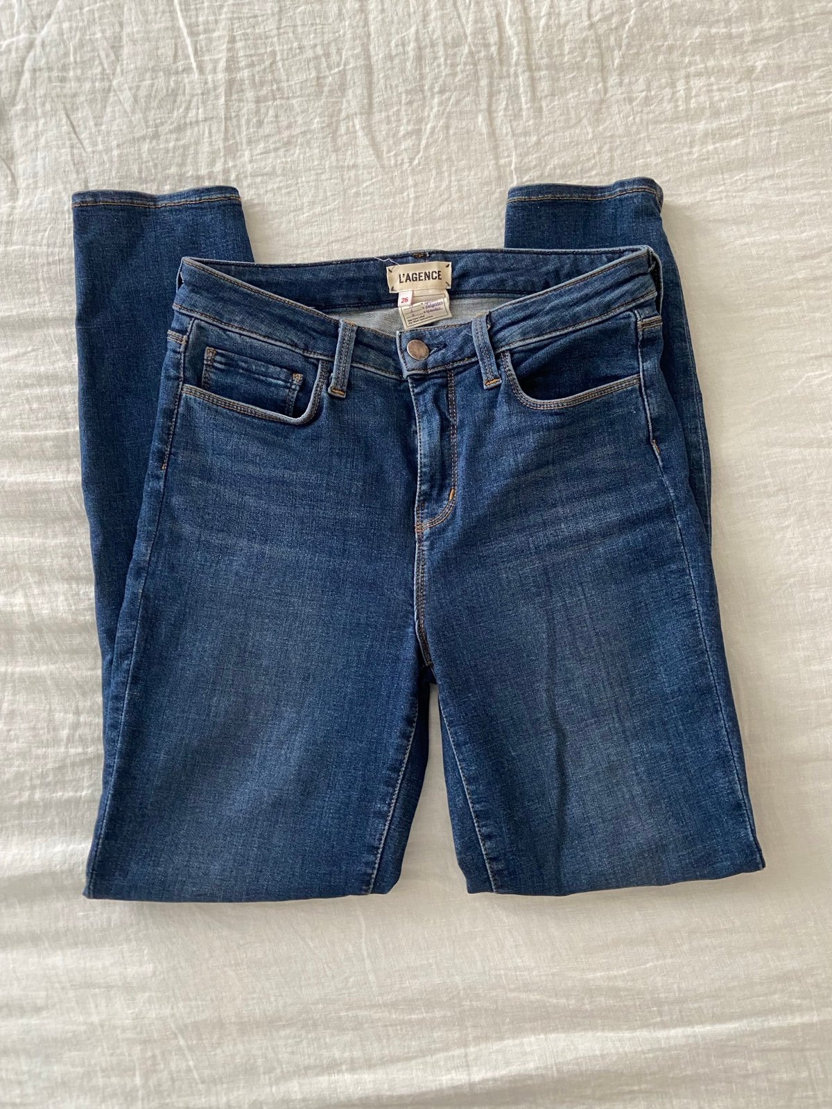 L’AGENCE Dark Wash Mid Rise Skinny Jeans