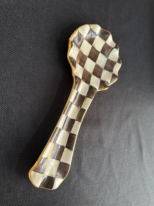 Mackenzie Childs Courtly Check CERAMIC Spoon Rest RARE