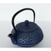 Tetsubin cast iron purple floral teapot w/ handle, lid, stainless steel strainer