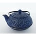 Tetsubin cast iron purple floral teapot w/ handle, lid, stainless steel strainer