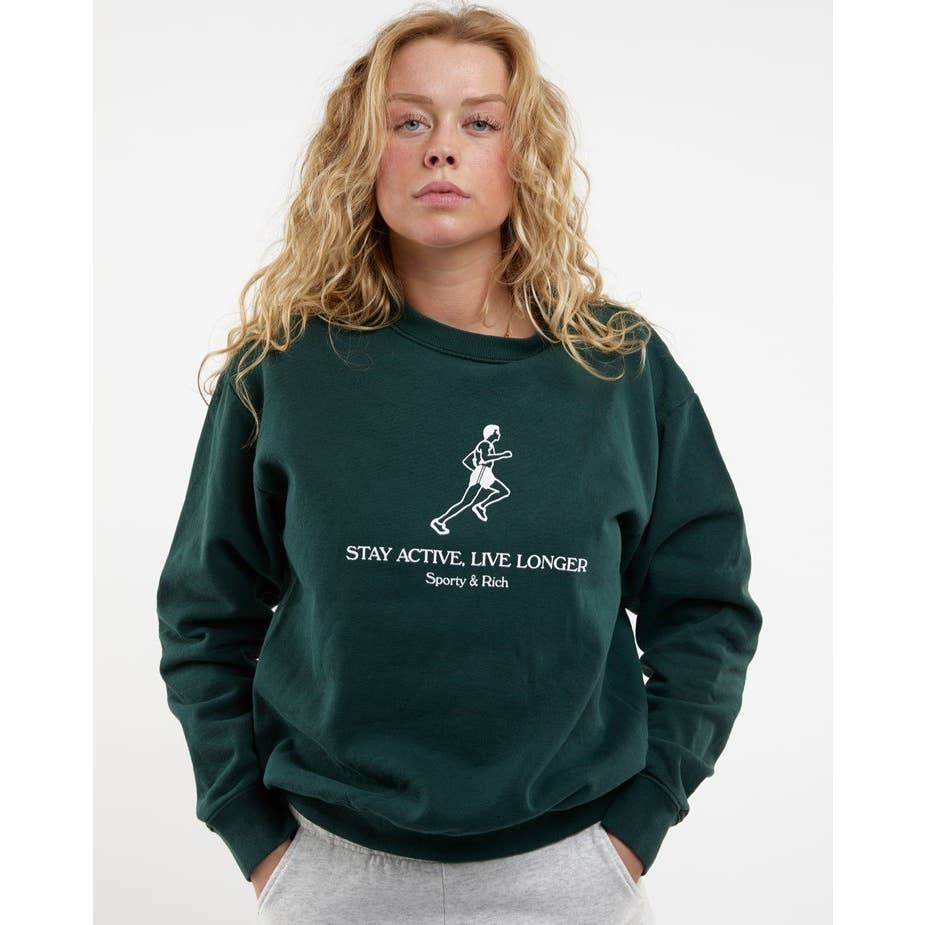 Sporty & Rich Stay Active Live Linger Sweatshirt Green Size XS