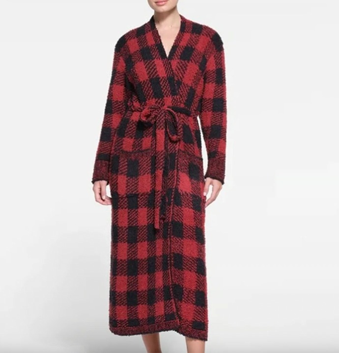 SKIMS Plaid Cozy Robe Size S/M NEW