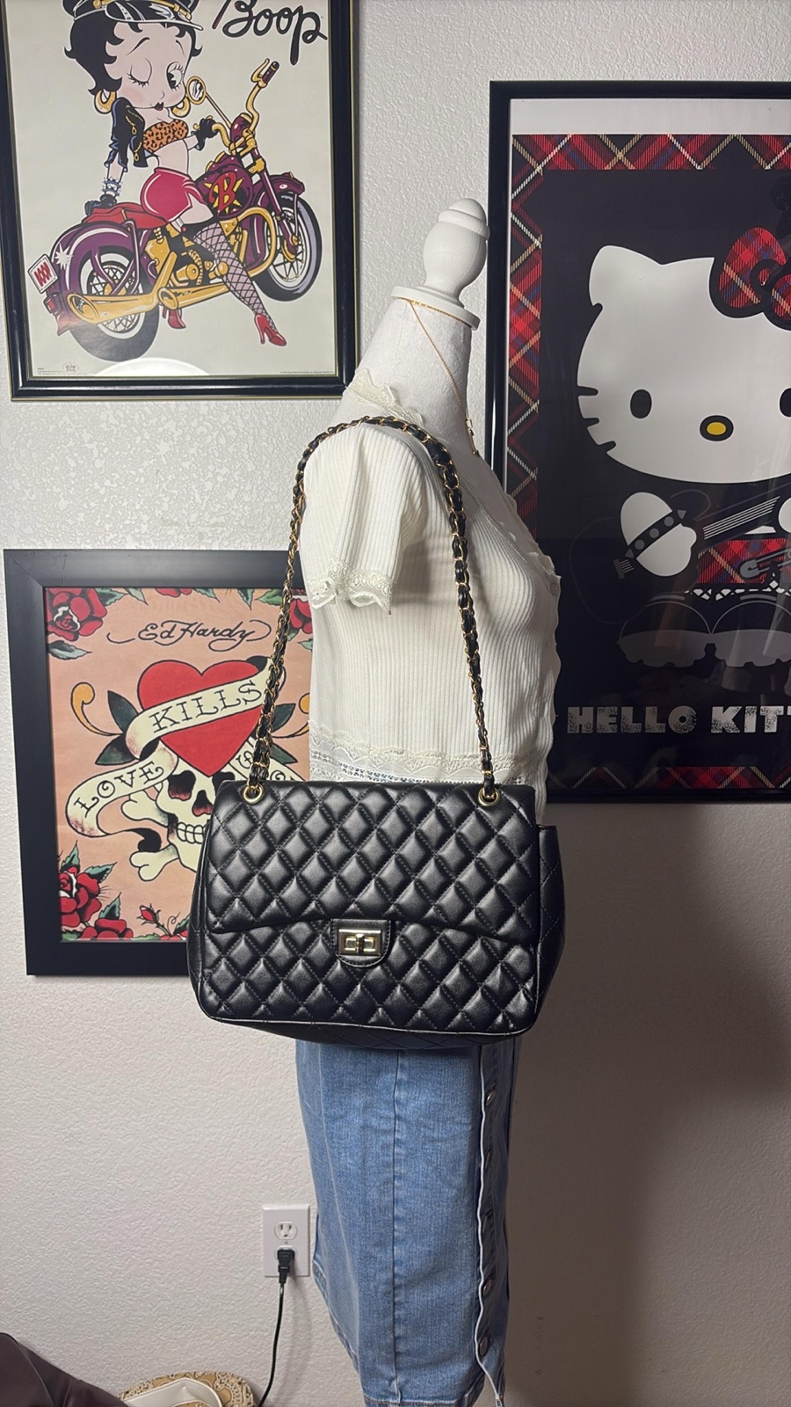 Black Quilted Shoulder Bag