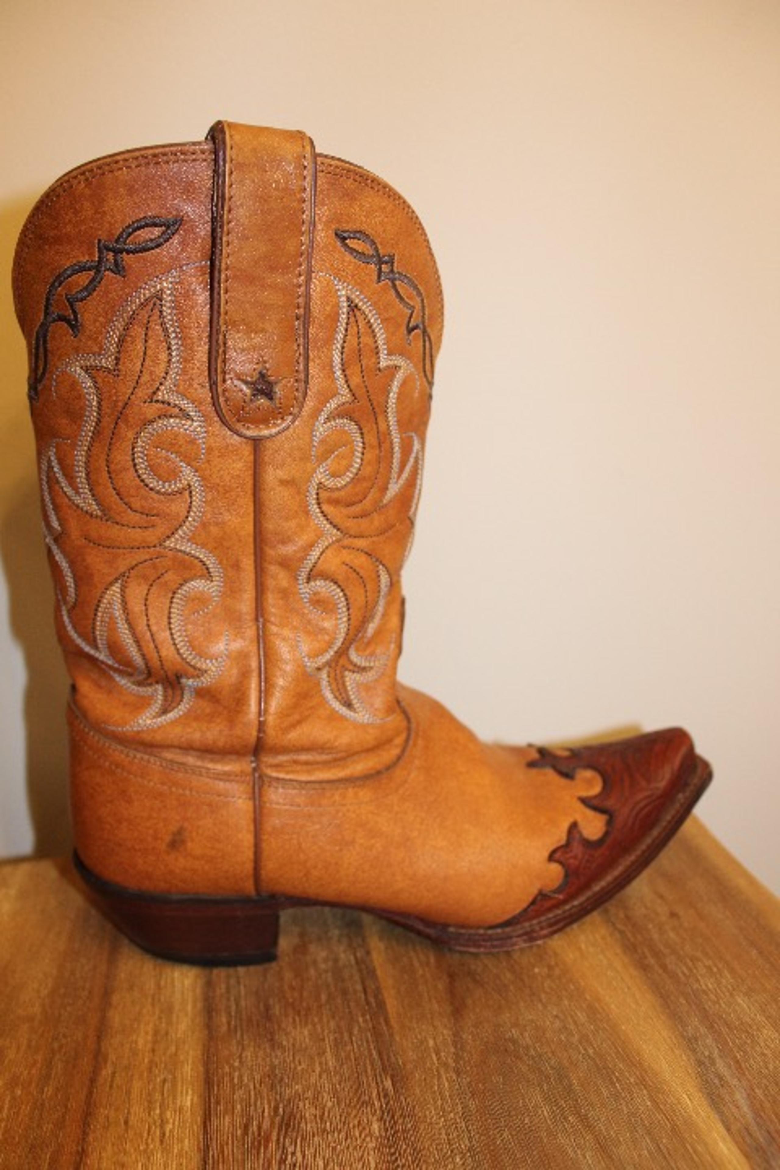 Tony Lama Leather Cowboy Sante Fe Boots Womens Size 8.5B VF 6003 Wingtip SnipToe