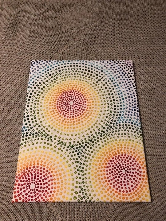 Colorful Acrylic Rainbow Dot Painting
