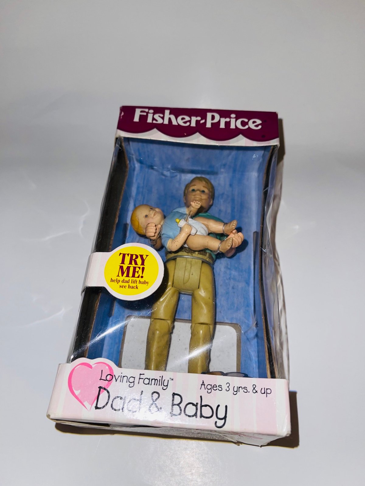 Dad & baby rocks when squeeze legs! Dollhouse boy man figure rare NEW