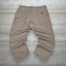 Vintage Carhartt Carpenter Pants Camel Tan Canvas Baggy Painter Leather Logo 90s