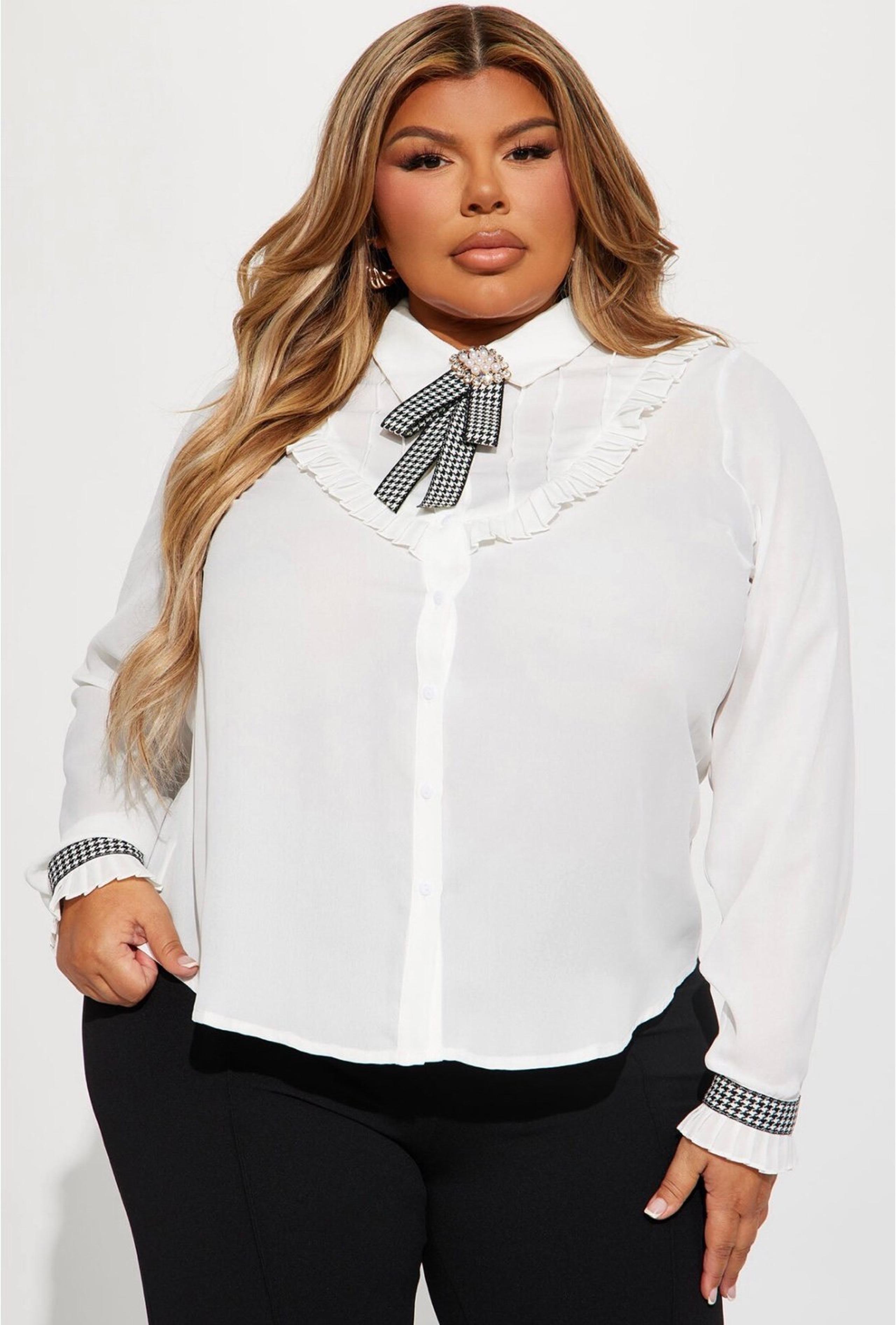 Plus size houndstooth blouse 2x