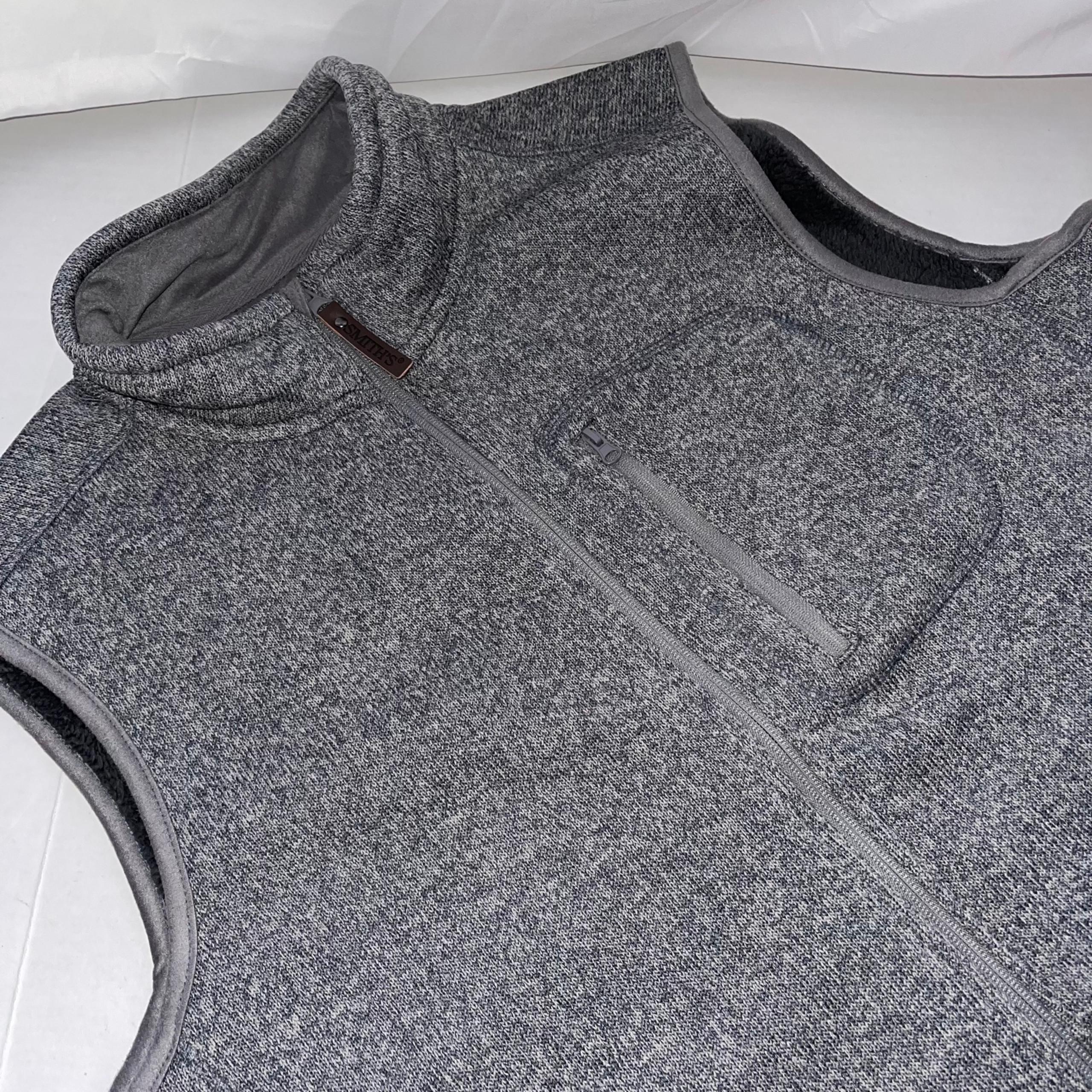 Smiths Workwear Men's Full Zip Sweater Vest Fleece Size XL Gray Zip Pocket