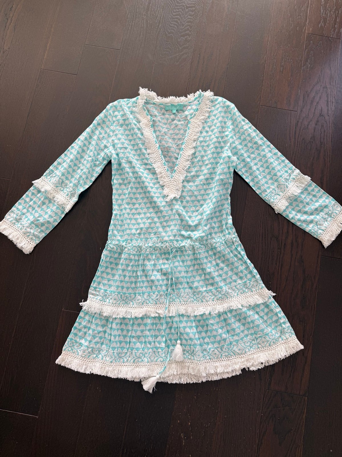 Melissa Odabash Cover Up Dress Claudia Mini in Riviera Celeste Blue S