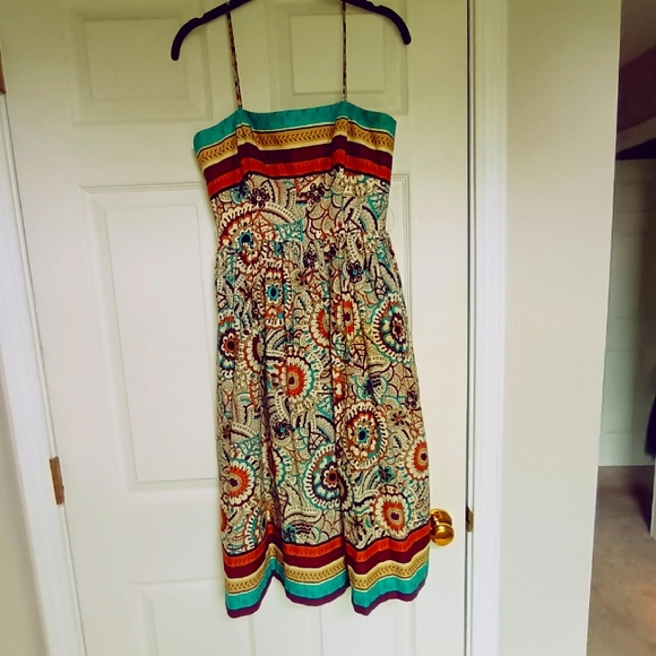 David Meister Boho Print Spaghetti Strap Knee Length Dress Size 2  FREE SHIPPING