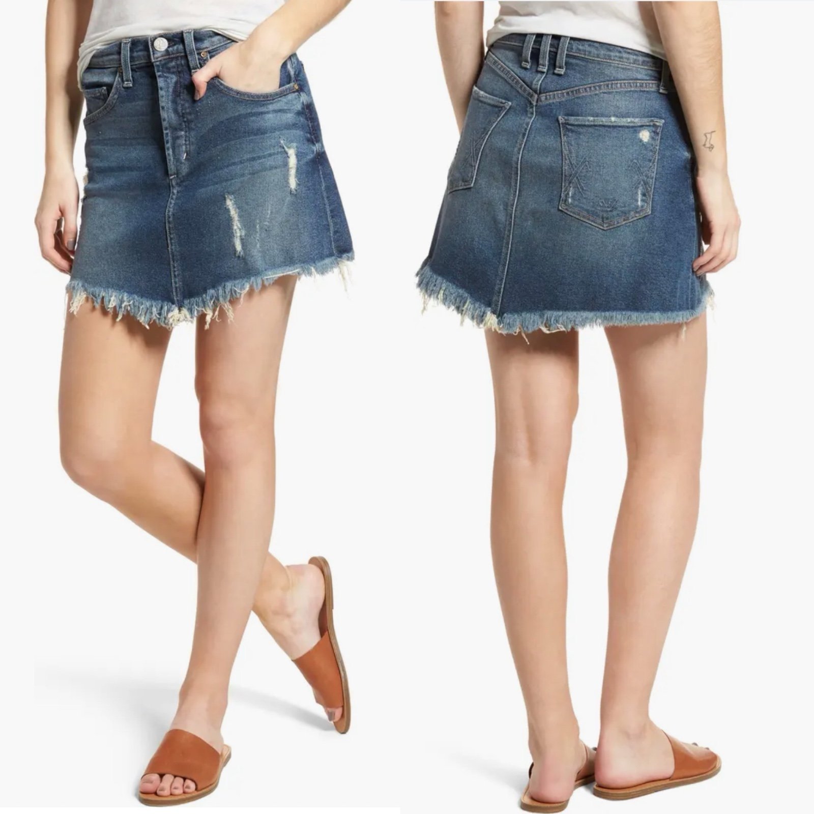 MCGUIRE Izabel Angled Hem Denim Skirt size 28
