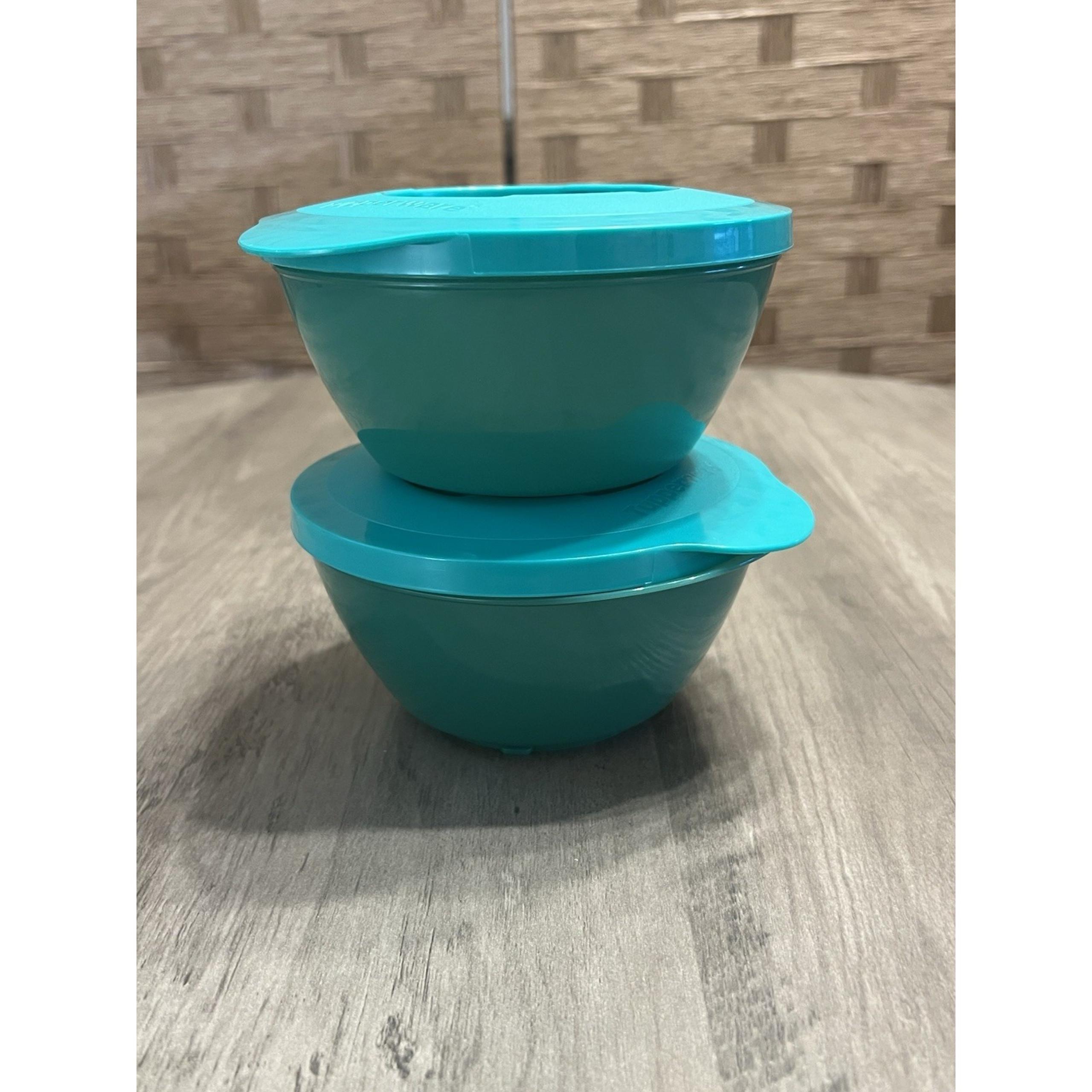 Tupperware Stack Store Serve Bowls 425ml / 14oz Set of 2 Green/Teal