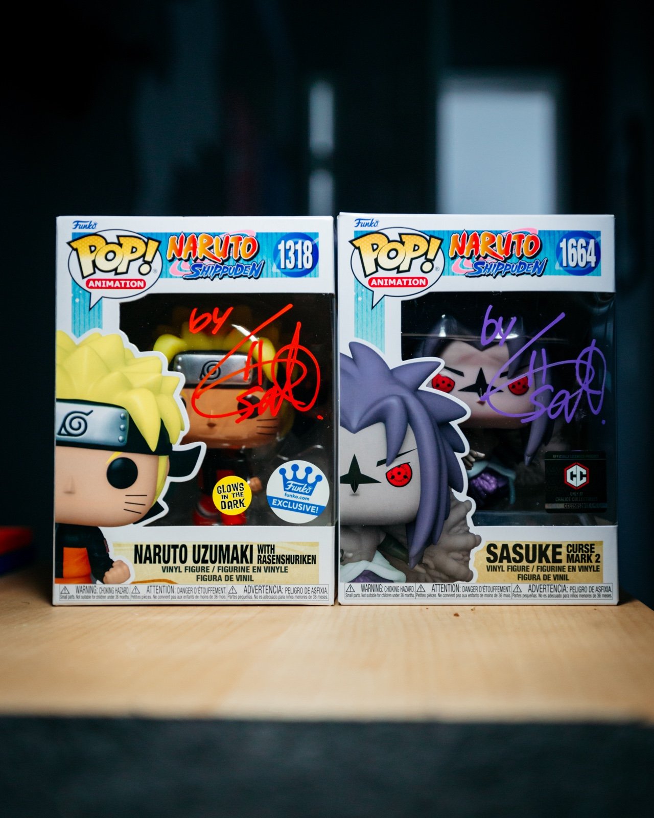 Funko Pop! Naruto & Sasuke Lot Signed By Gen Sato (Japanese animator)
