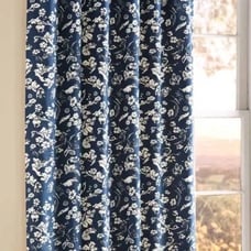 Floral Damask Rod-Pocket Homespun Insulated Curtain Panel, 42 W x 63 L