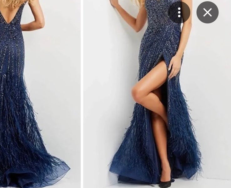 Jovani Designer Evening Gown 04700 Navy Blue
