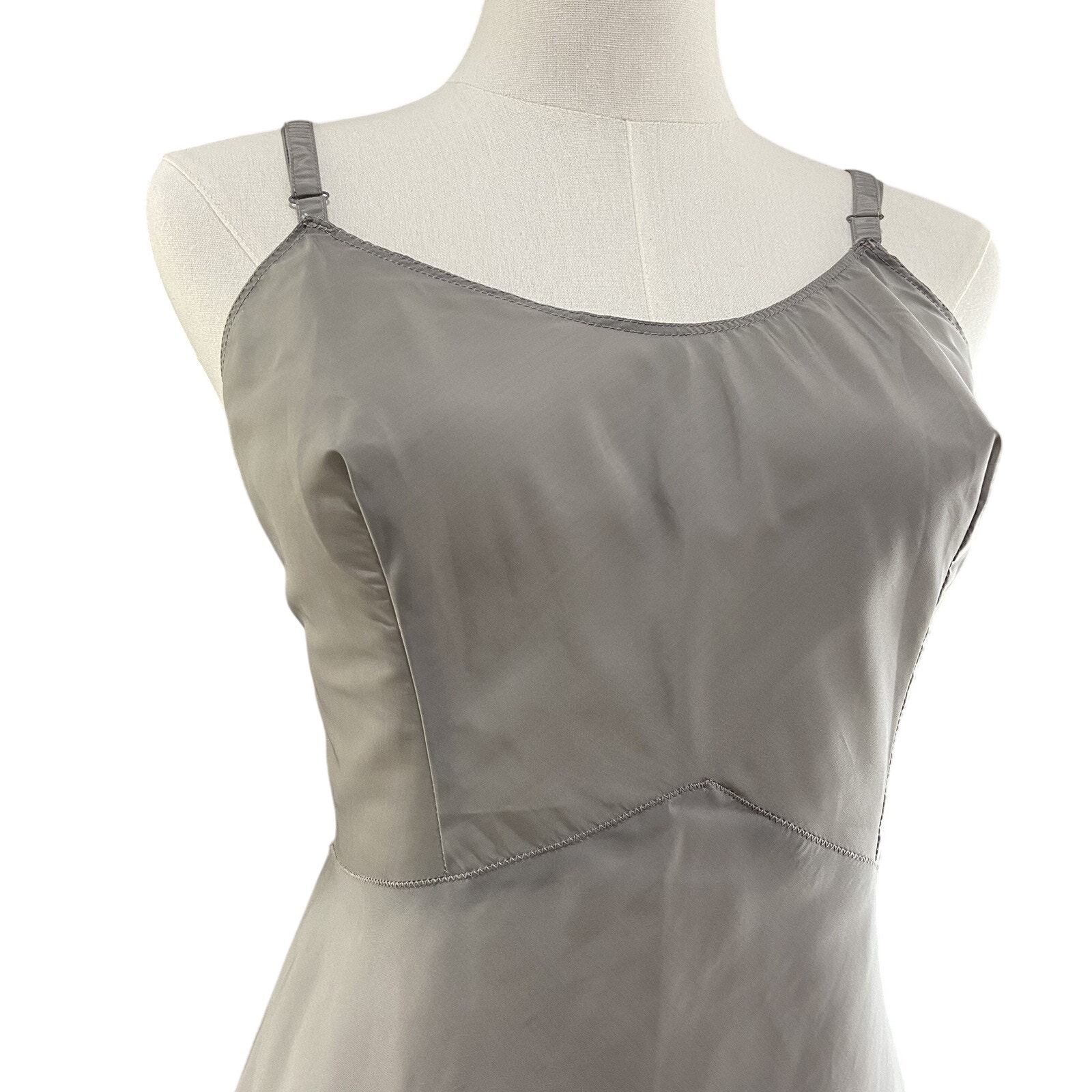 Vintage 50s The Snip-It Gray Nylon Rockabilly Full Slip Dress Women's Size 34