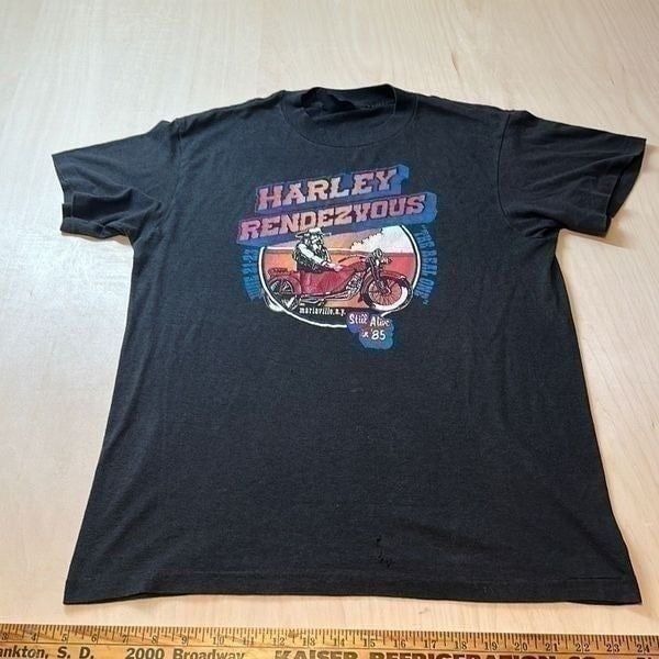 1985 HARLEY DAVIDSON RENDEZVOUS T SHIRT MARIAVILLE NY RARE SINGLE STITCH SIZE S