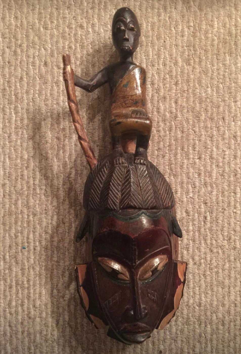 Unique Vintage/Antique Hand Carved Tribal Hanging Mask Art Ny Estate Sale 2010