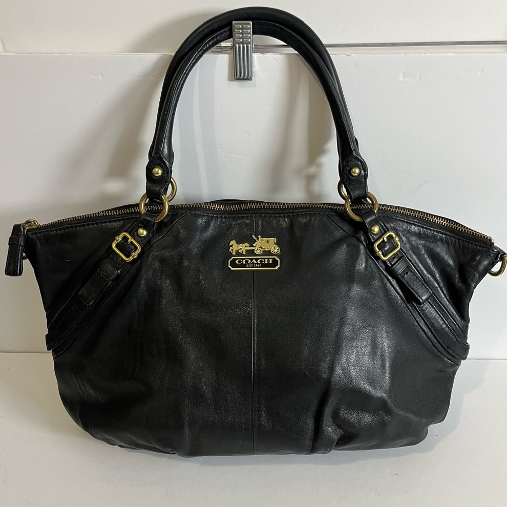 Coach Black Leather Large Madison Sophia hobos tote shoulder bags style16261