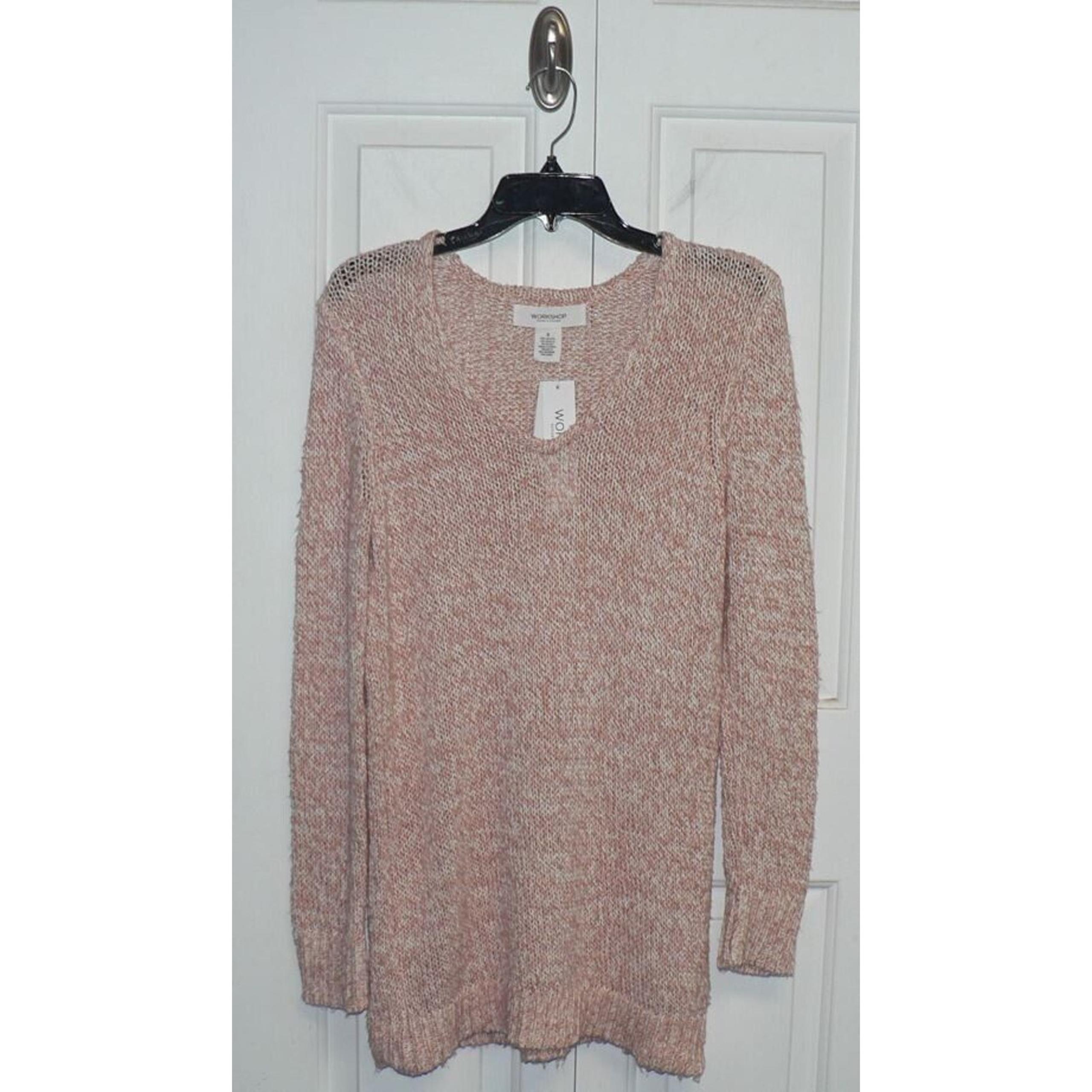 Workshop Republic Clothing Women's V-Neck Tunic Sweater in Pink Mix Small $58
